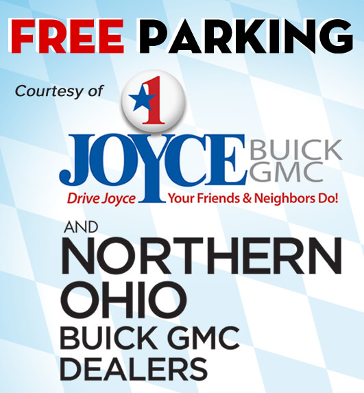 Free Parking courtesy of Joyce Buick GMC and Northing Ohio Buick GMC Dealers