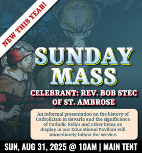 New this year - Oktoberfest hosts a Sunday Mass on Sun, Aug 31, 2025 at 10AM in the Weihenstephan Tent